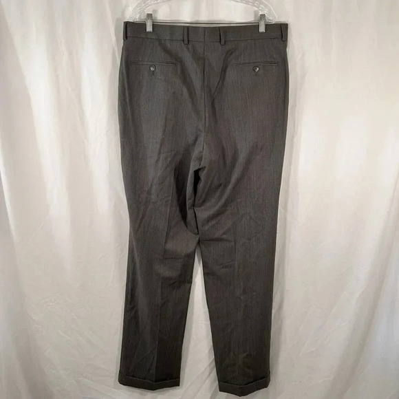 Saks Fifth Avenue Wool Dress Pants Men's 38 Grey Pleated Dry Clean Mid Rise - Picture 5 of 9